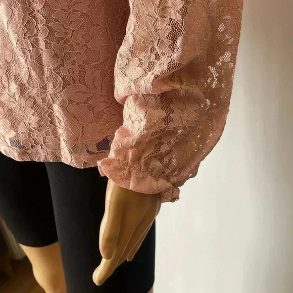 CABLE & GAUGE Women’s Light Pink / ROSE Lace Blouse Top - Size Medium NWT - Picture 3 of 7